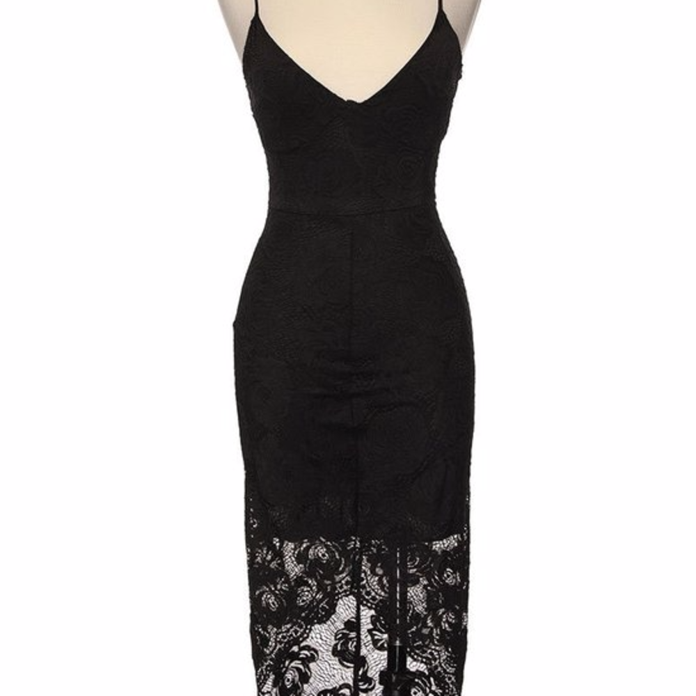 Black lace tank top dress with floral lace.