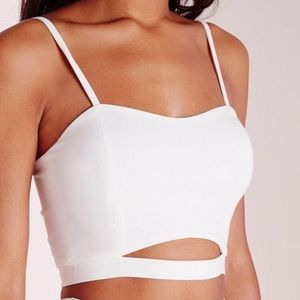 Missguided White Crepe Crop Top NWT