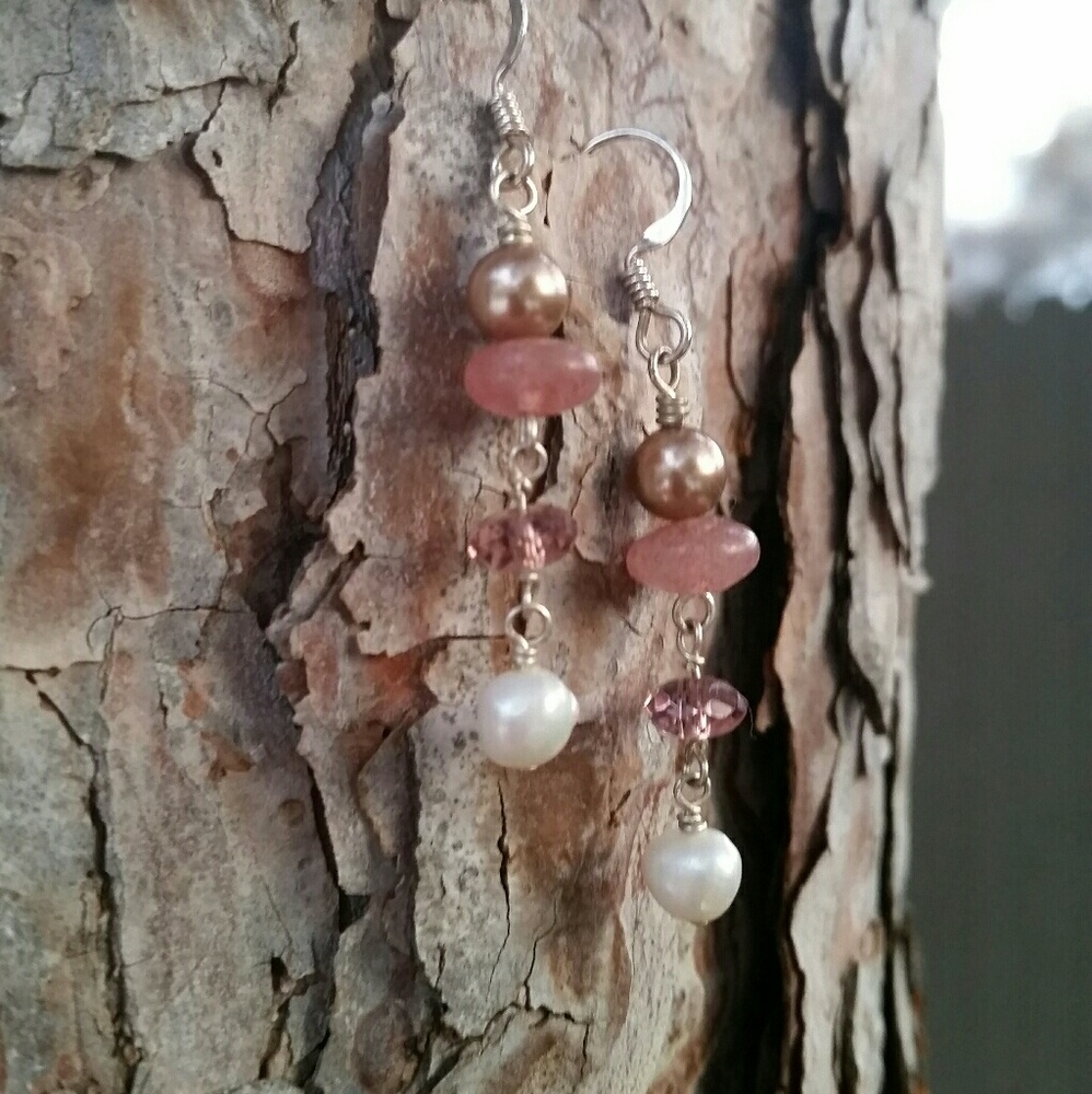 STERLING SILVER WITH PEARL EARRINGS