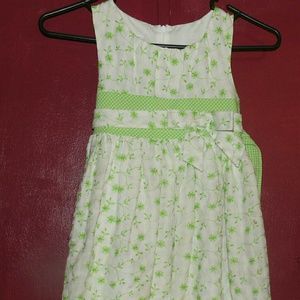 Girls Green and White Dress