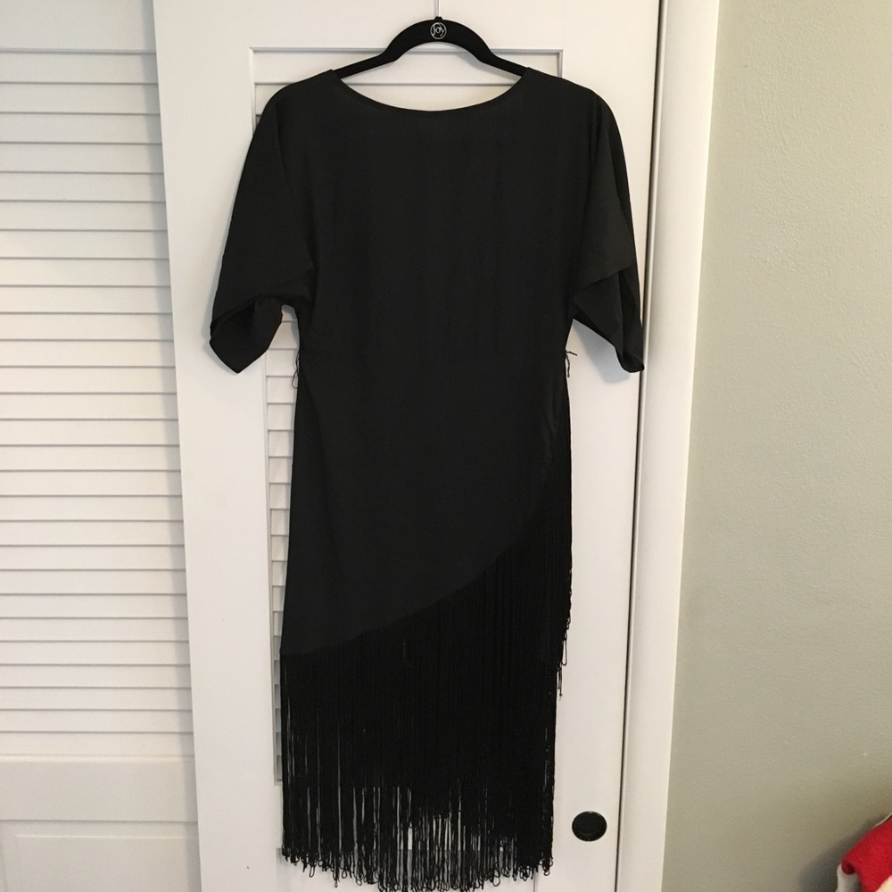 Black fringe petite flapper dress NWT