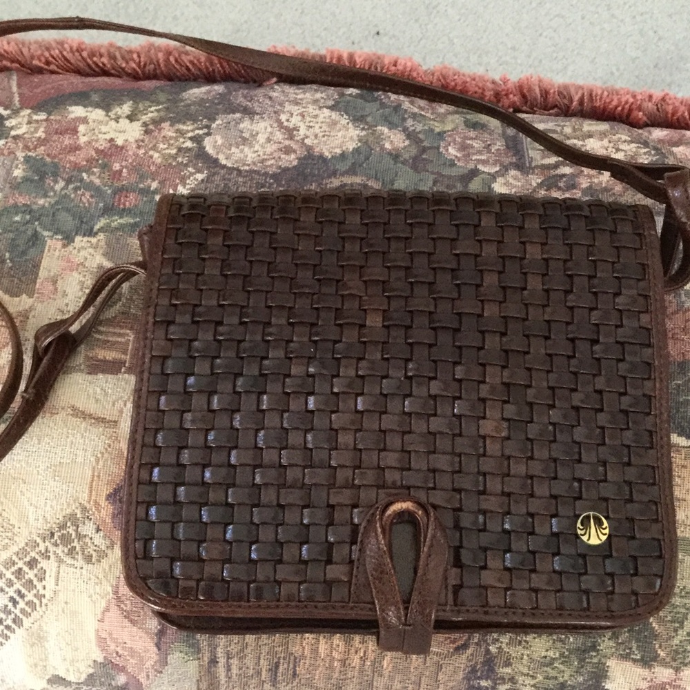Small all leather brown cross body/shoulder bag