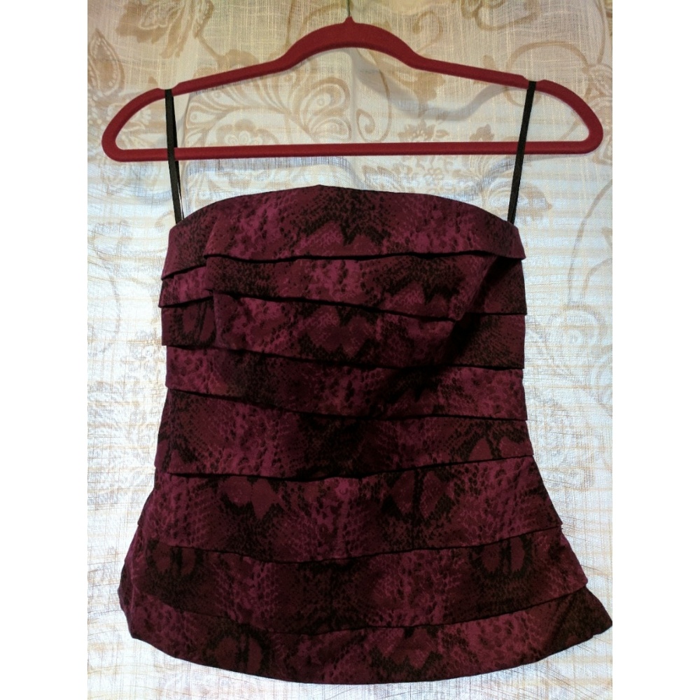 Purple and Black Strapless Top