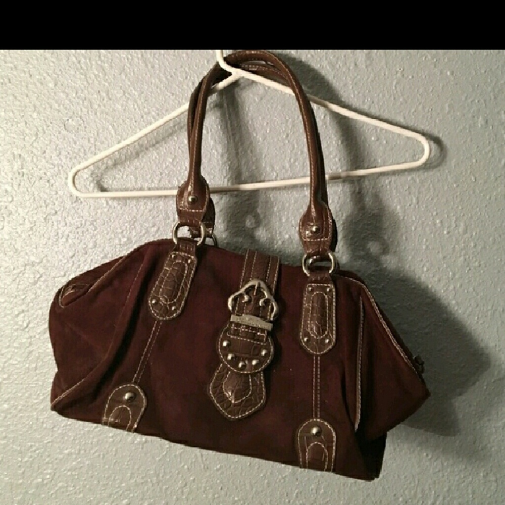 Weekend Sale💝Dark Brown~ Suede and Silver Handbag