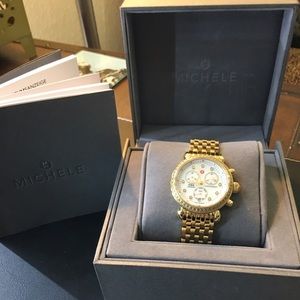 Michele gold diamond watch