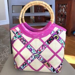 Vera Bradley summer purse with bamboo handle