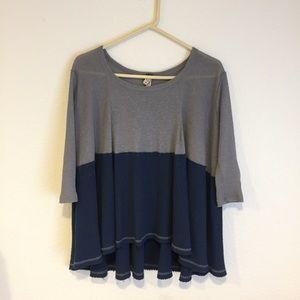 Free People color block 3/4 sleeve sweater