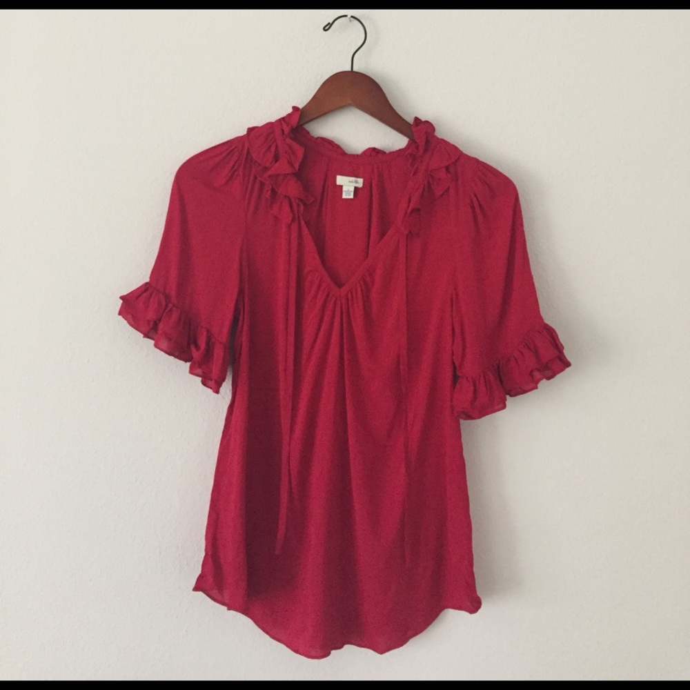 Cranberry 3/4 Sleeve Anthropologie Blouse