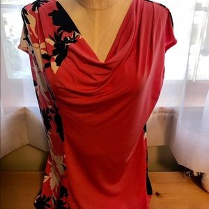 George magenta/black/white cowl blouse