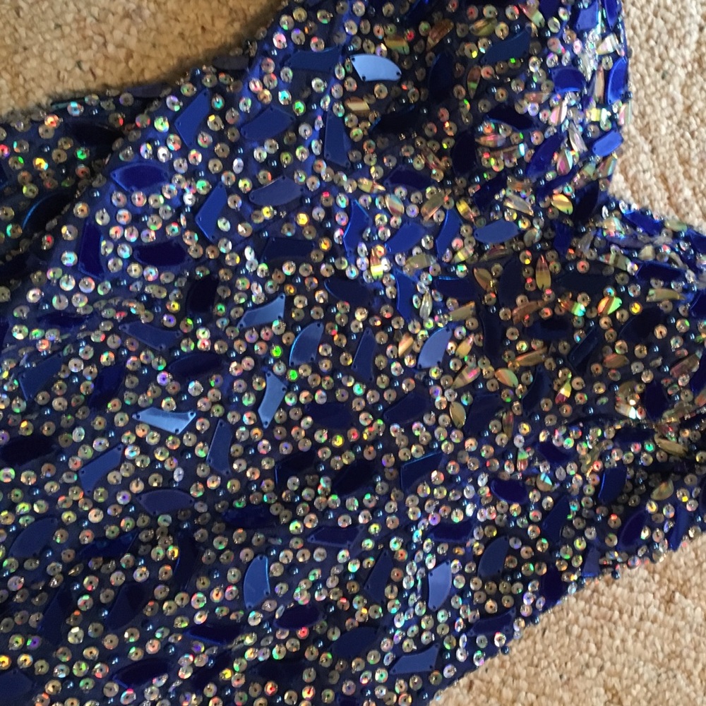 Blue sequined pageant dress