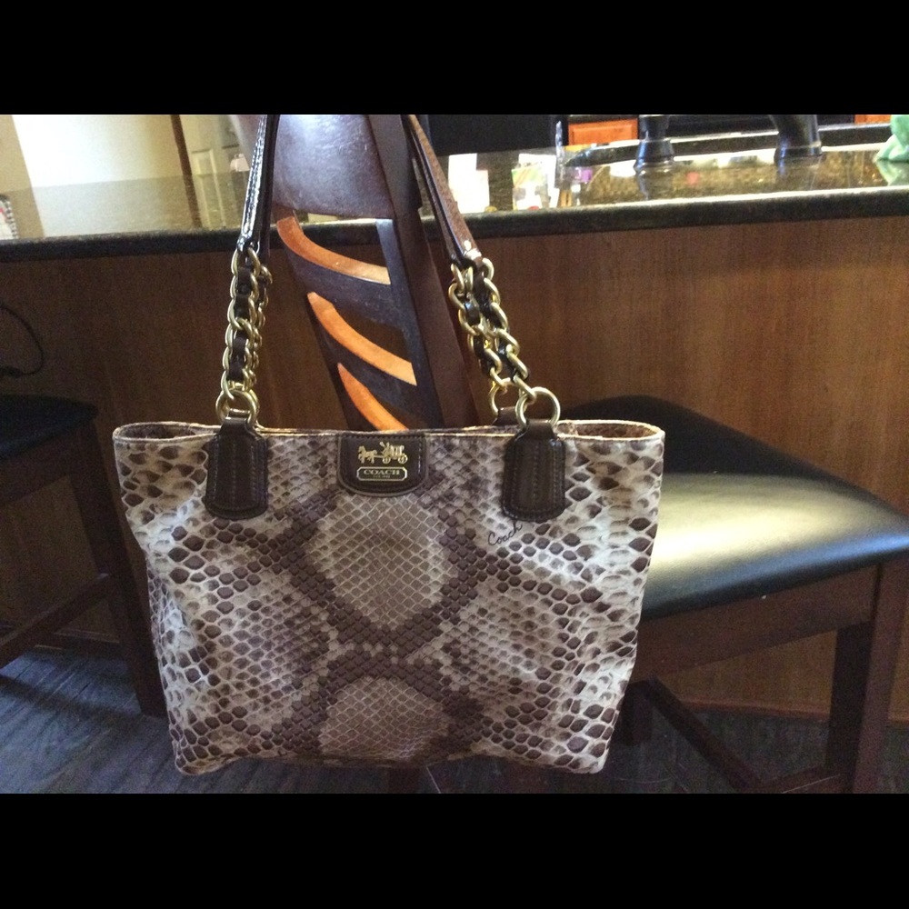 Coach brown snake with purple lining