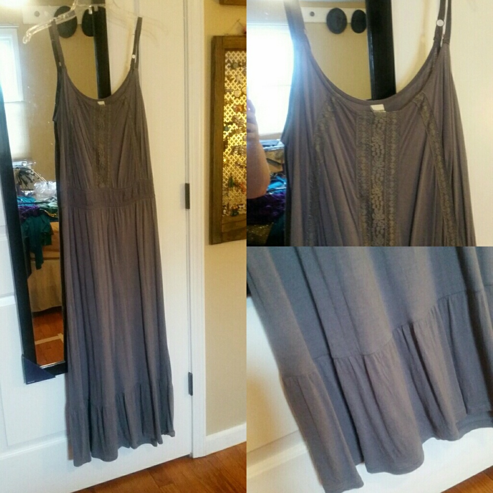 Grey maxi dress w/ boho details