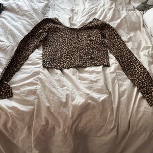 American apparel long sleeve cheetah print crop