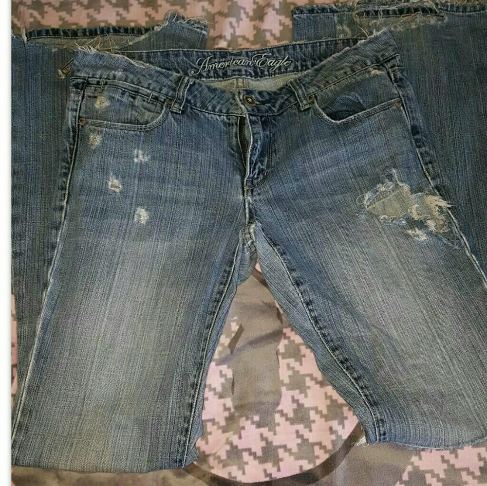 Destroyed American Eagle jeans.