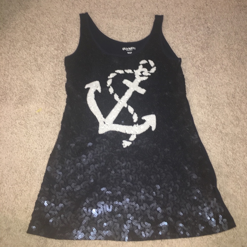 Old Navy Medium Sequin Anchor Tank Top