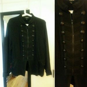 Cotton knit military style jacket
