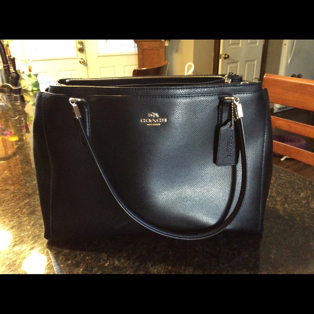 Coach black saffiano leather tote