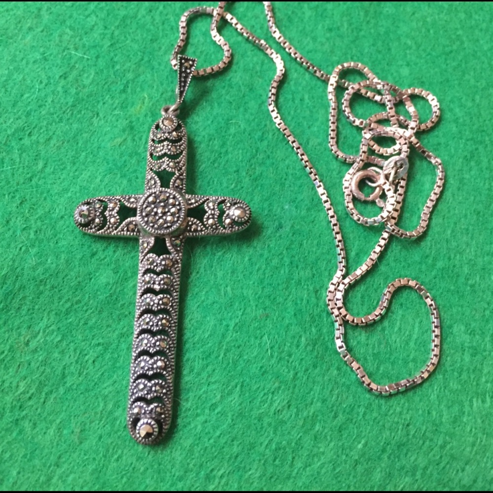 Marcasite cross necklace