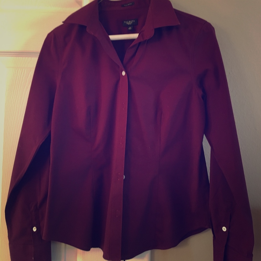 Talbots long sleeve shirt maroon color
