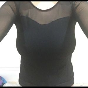 Black mesh see through sleeves long sleeve!