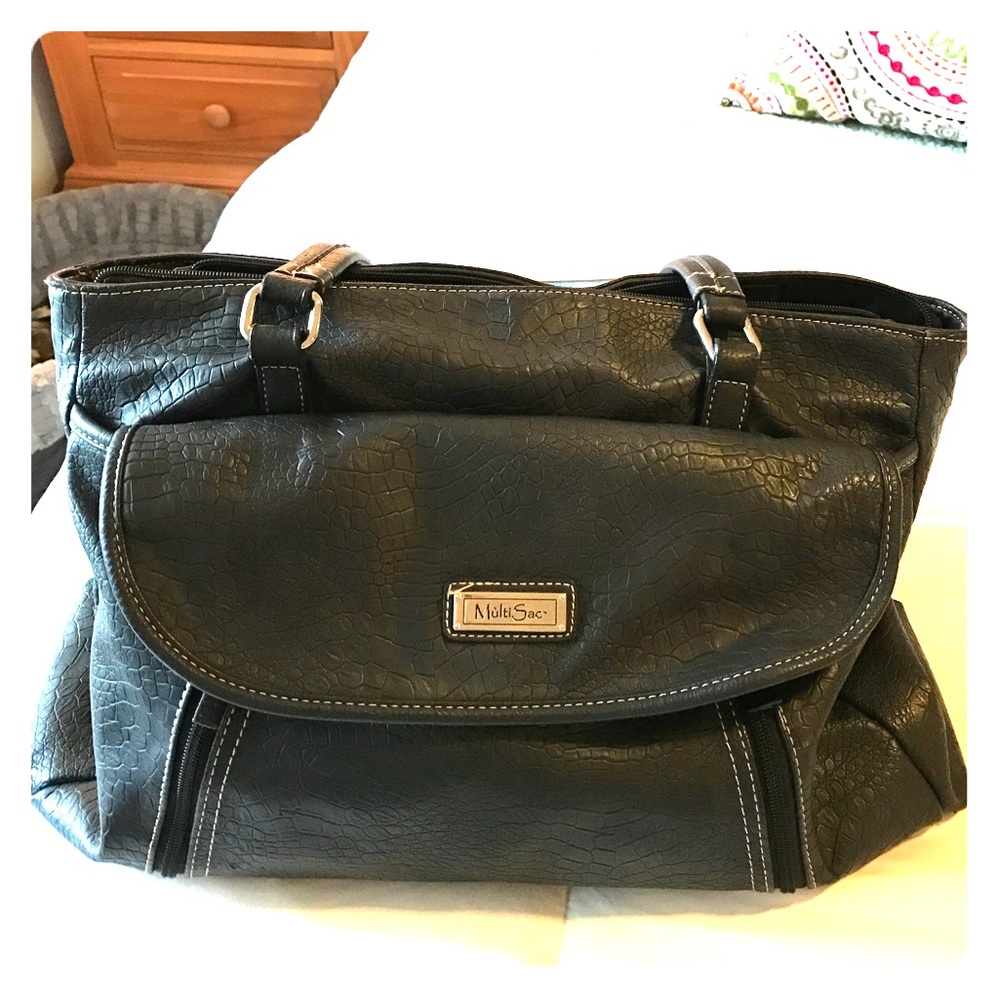 ⬇️💰🎉MultiSac black leather tote bag