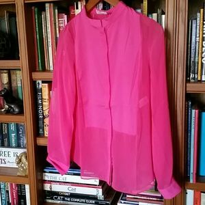 BLVD long sleeve fuschia blouse