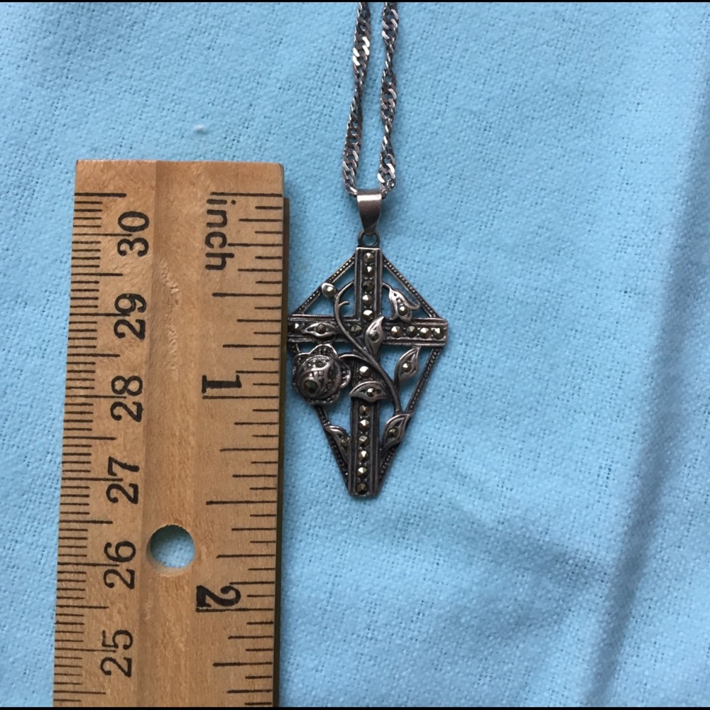 Marcasite cross necklace