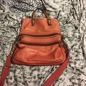 SALE Coral Fossil Explorer Tote Genuine Leather