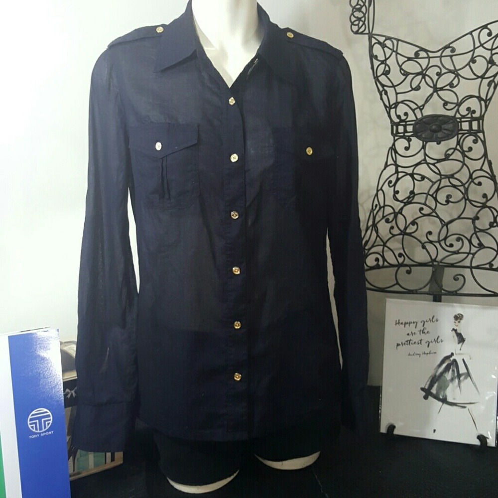 HOST PICK🎉🎊 5/3/17 Tory Burch navy blue blouse