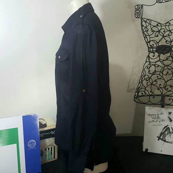 HOST PICK🎉🎊 5/3/17 Tory Burch navy blue blouse - Picture 3 of 4