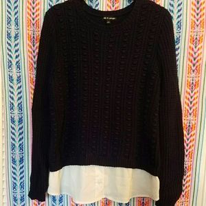 CABLE & GAUGE KNITTED NAVY BLUE SWEATER