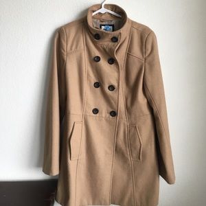 Double breasted wool blend coat