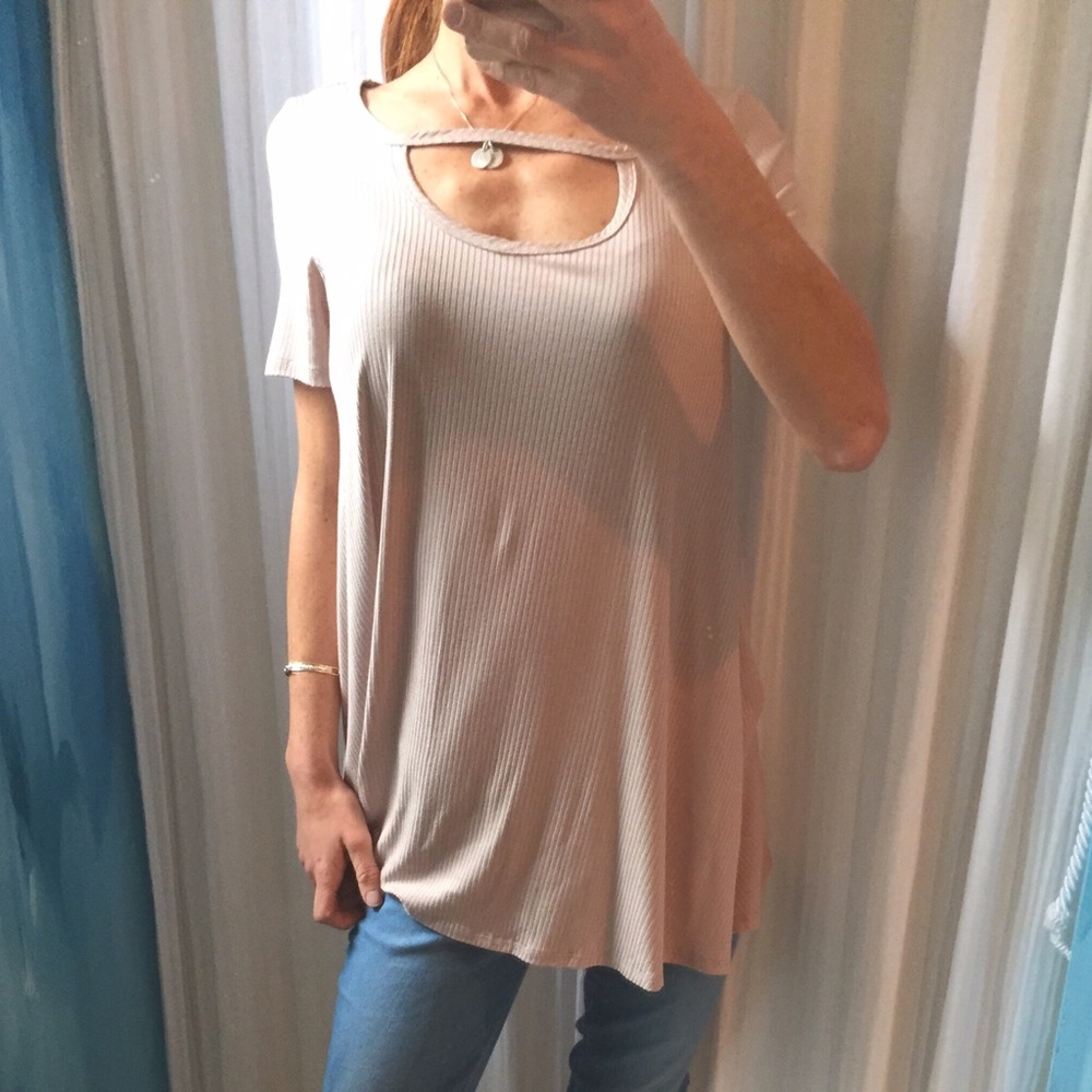 Taupe Cutout Hi-Low Top