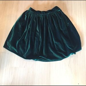 American Apparel Green Velvet Skater Skirt