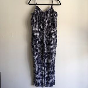 LOFT navy and white patterned jumpsuit