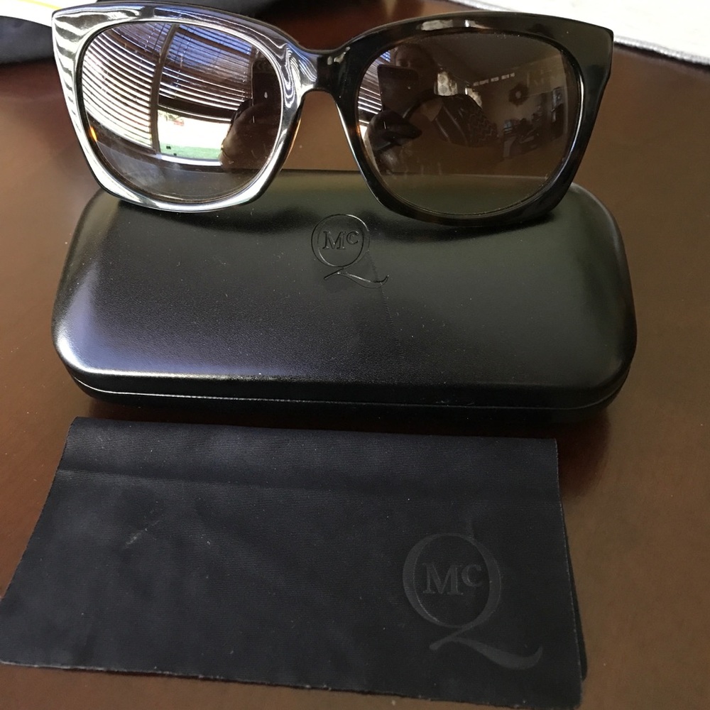NWOT MCQ tortoise sunglasses with case.