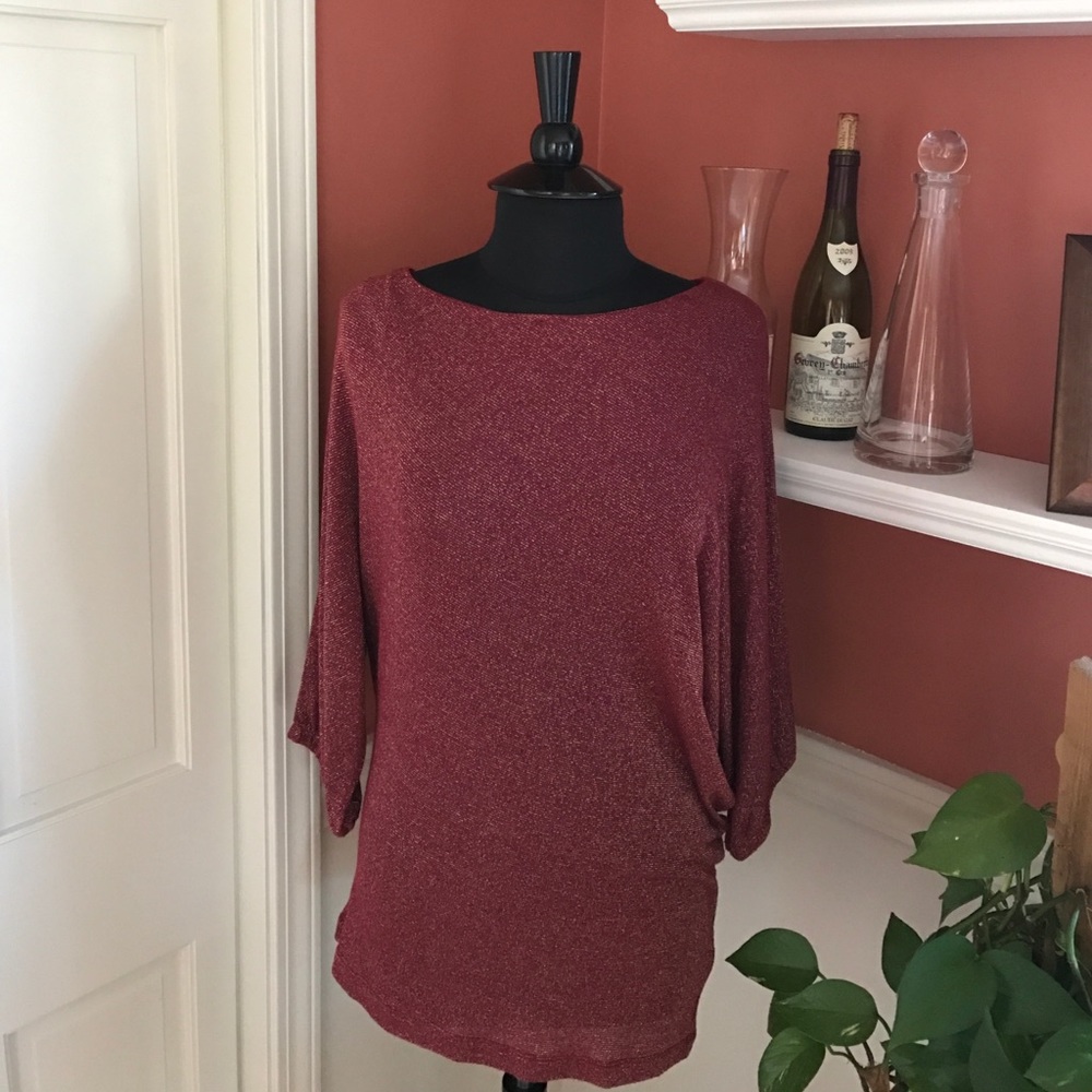 French Connection red and gold metallic sweater