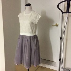 White and light grey lace dress