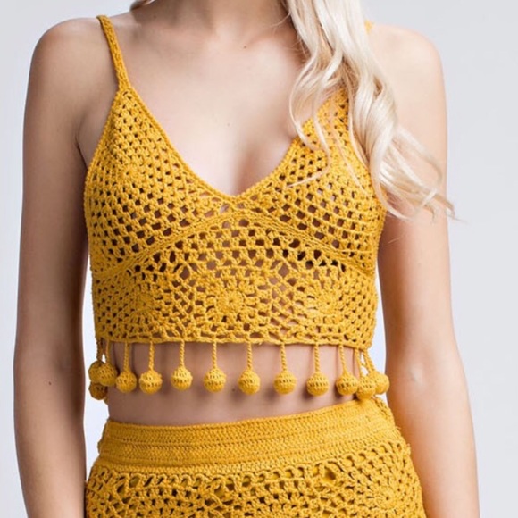 1 left!! BURNING MAN Crochet Crop Top - Picture 2 of 6