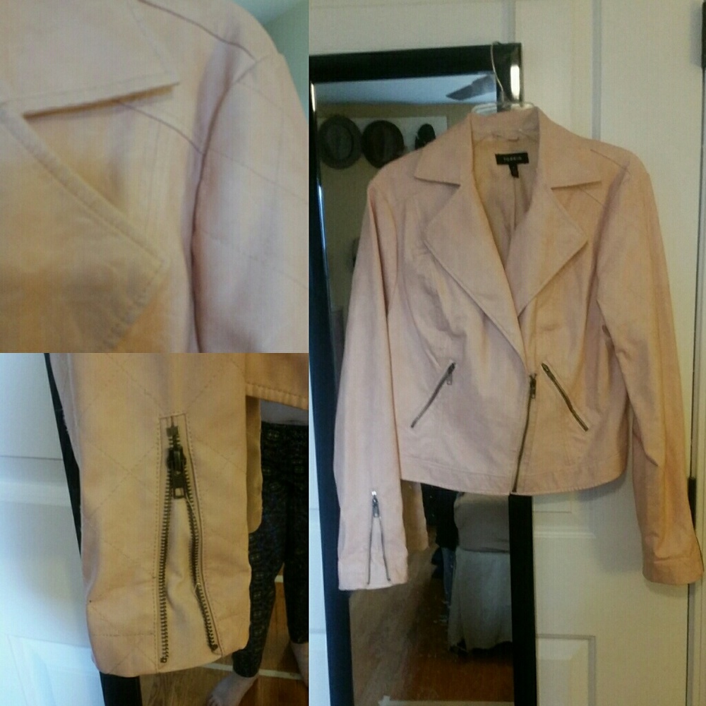 Pastel faux leather moto style jacket
