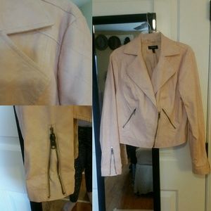 Pastel faux leather moto style jacket