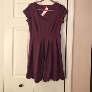 Elle Deep-purple a-line dress