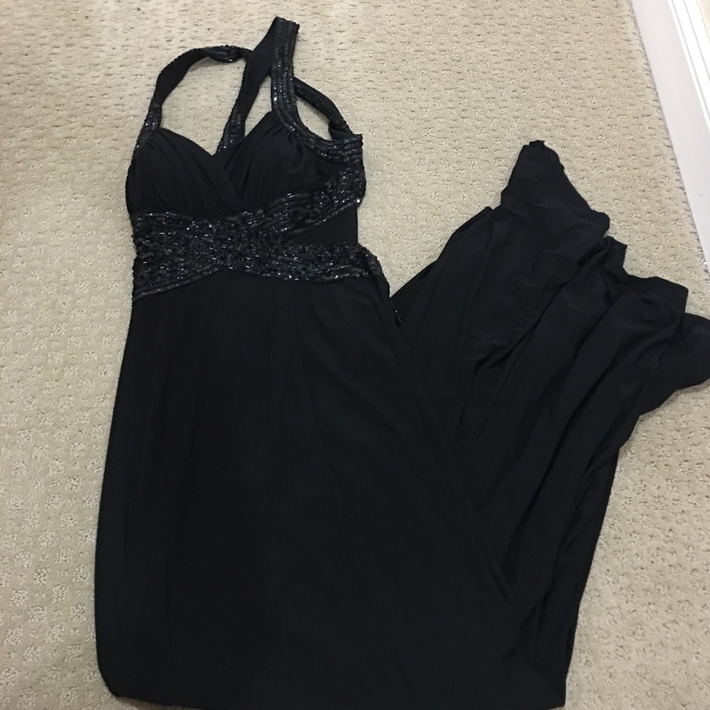 Black open back beaded gown!