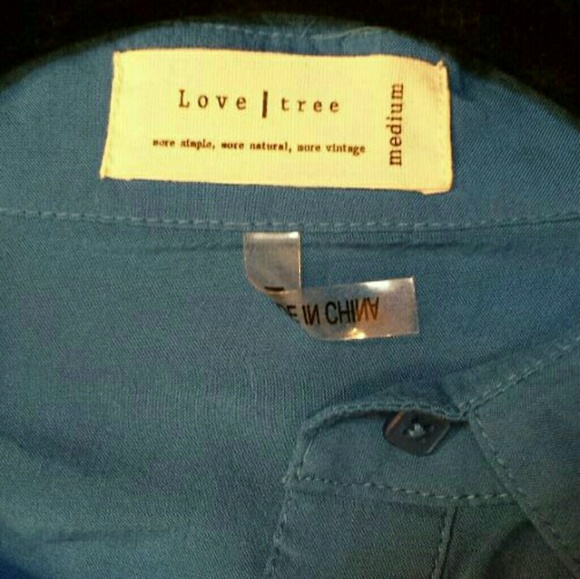 Sold not for sale Love Tree | Blue Button down sexy top Medium - Picture 3 of 4