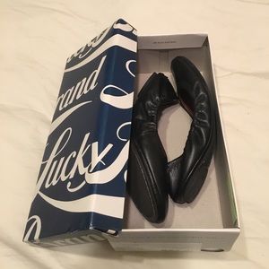 Black Leather Lucky Brand Ballet Flats