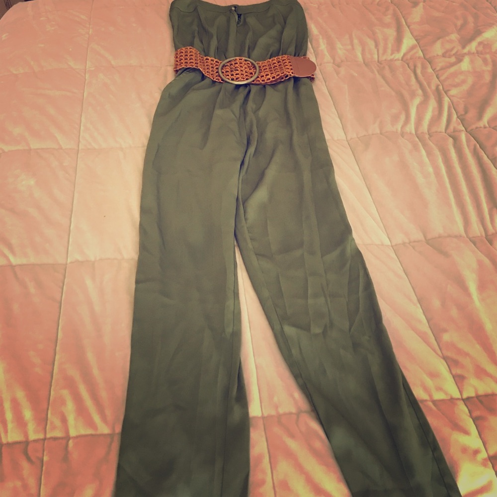 2B Bebe olive jumpsuit