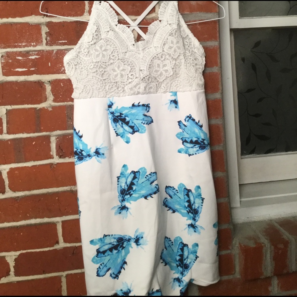Blue and White Floral Dress