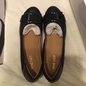 NIB Nine West Black Leather Ballet Flats