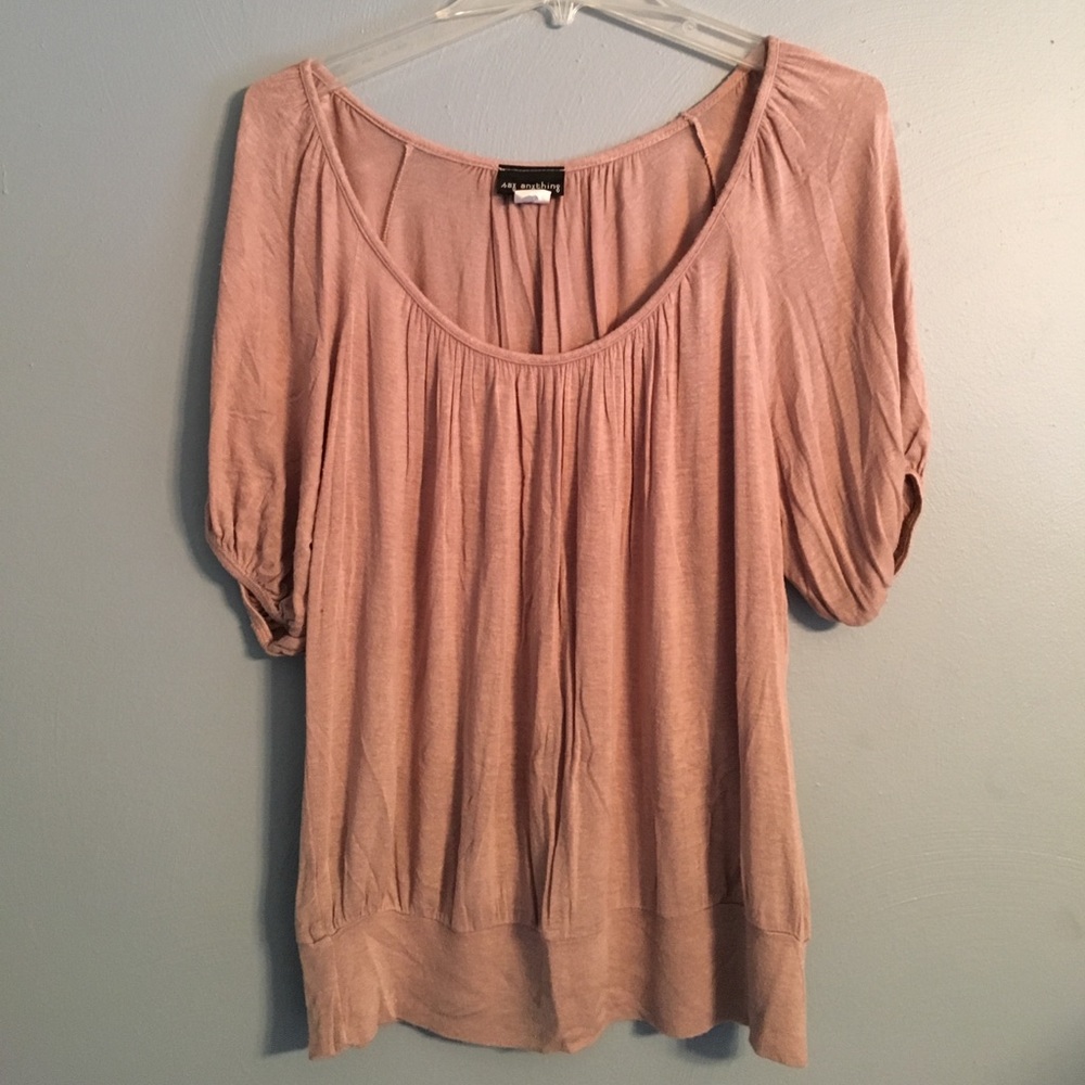 Tan Swoop-neck Shirt