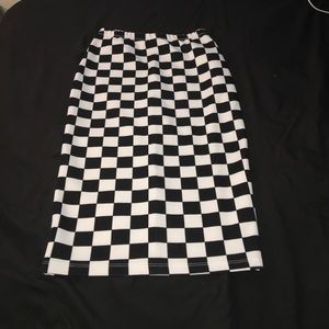 Black & White Checkerboard Midi Pencil Skirt
